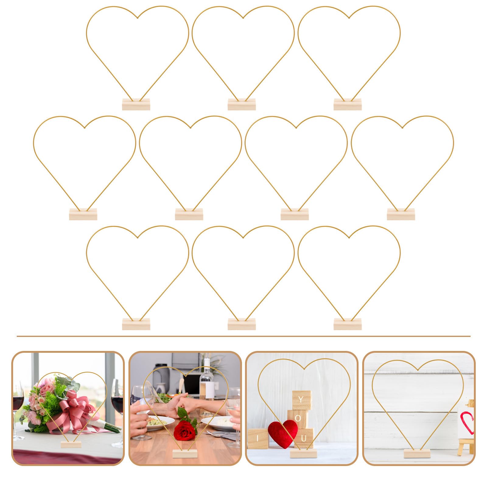 POPETPOP 10 Sets Metallringe mit Sockel aus Eisen und Holz für Hochzeit Tischdekoration Stabil und Einfach zu Benutzen Selbstgemacht Blumenreifenkranz für Festliche Hochzeitsfeiern