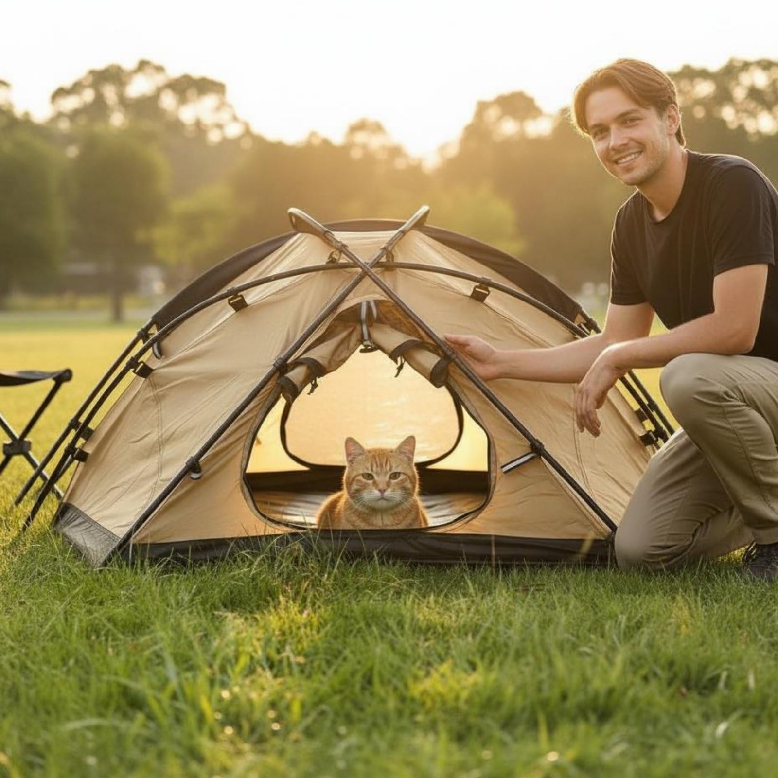 Faltbares Haustierzelt Wasserdicht Tragbares Hundezelt Tragbar und Leicht Outdoor Tiergehege für Camping, Reisen, Strand, Braun
