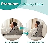 Vista 4 de Bedluxe Juego de 4 almohadas de cuña ajustables de espuma viscoelástica poscirugía para espalda, cuello, alivio del dolor de piernas, cuña de Gris