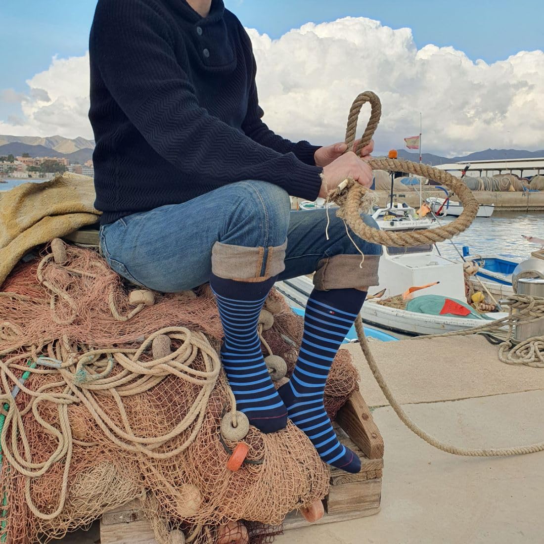 Labonal. Chaussette. Marinière LOTx3, Coton. FABRIQUE EN FRANCE