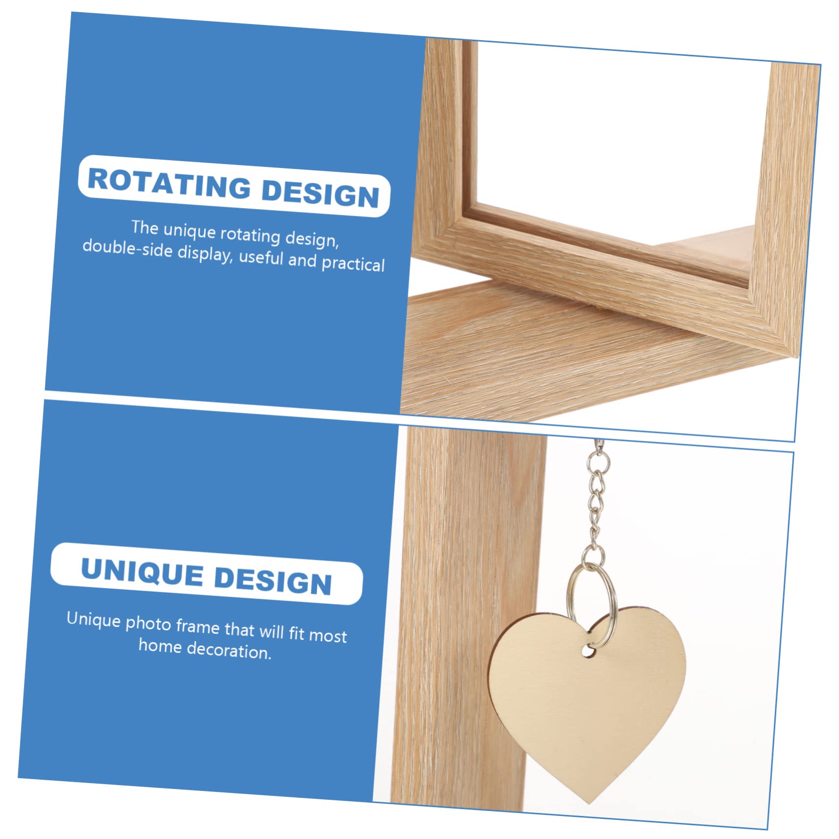 VALICLUD Cornice Foto Legno Rotante Bifacciale 6 Pollici Beige