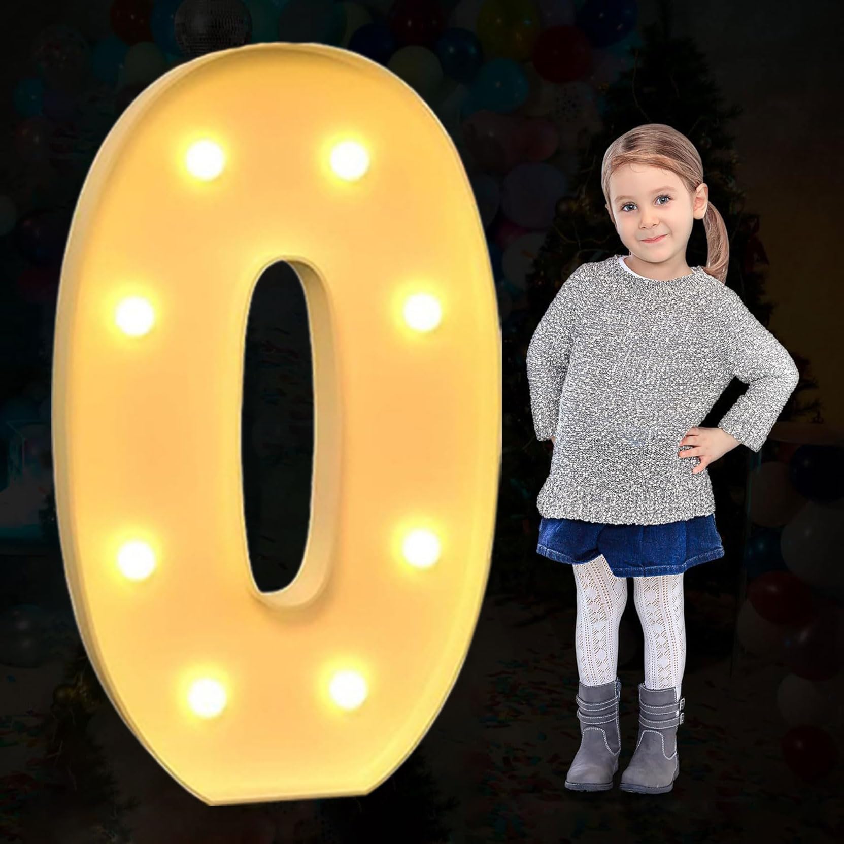Large Marquee Letter Light Up, Decorative LED Alphabet Lights, Party Decor Pre-cut Foam Board Set for Wedding Birthday Holiday, Letter O, 120cm-4ft — image 1