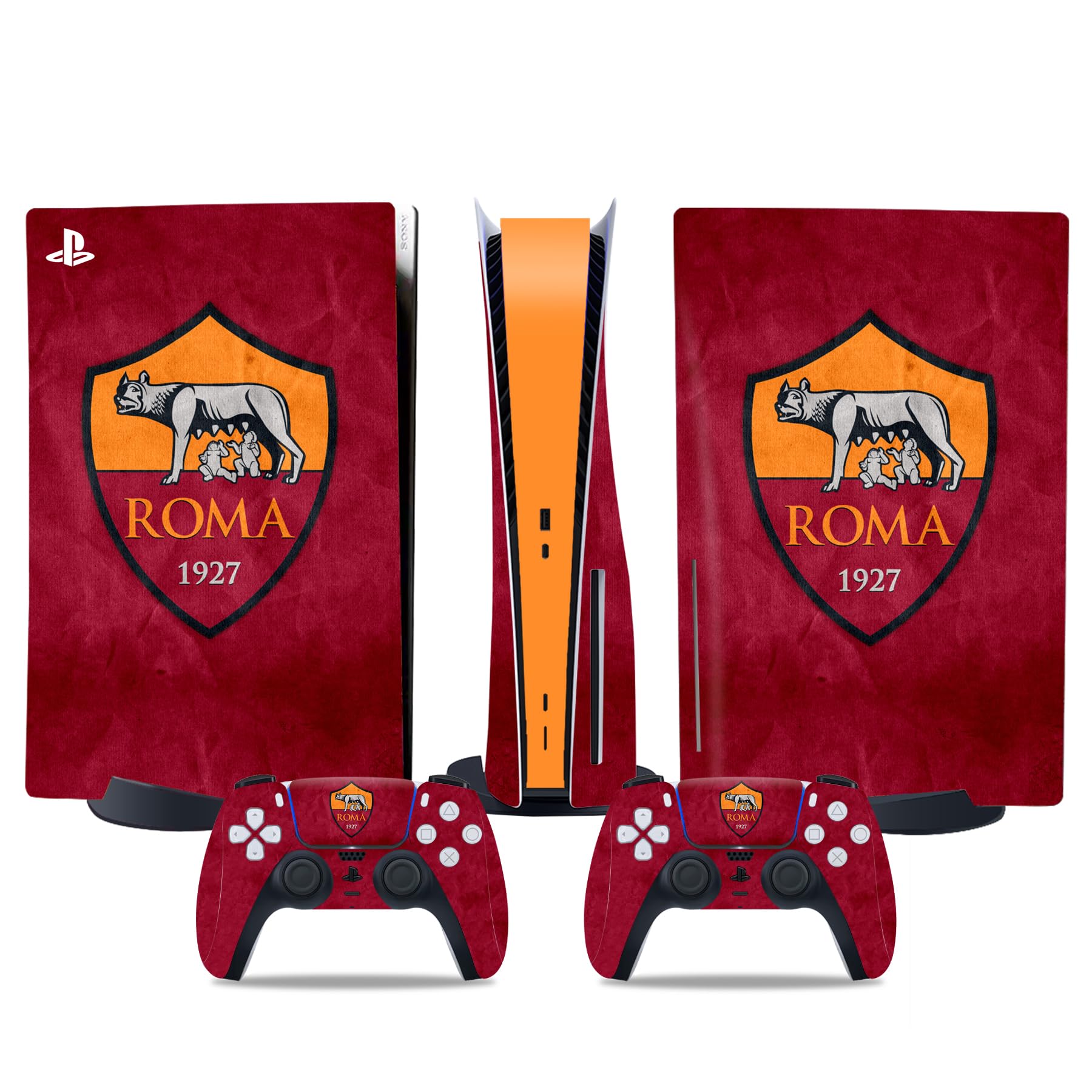 MaD Vision® Extra-Durable Skin Kit per PlayStation 5 (PS5) Disc | Set di Pellicole Adesive in Vinile Opaco per la Console e 2 Controller - per Roma Design