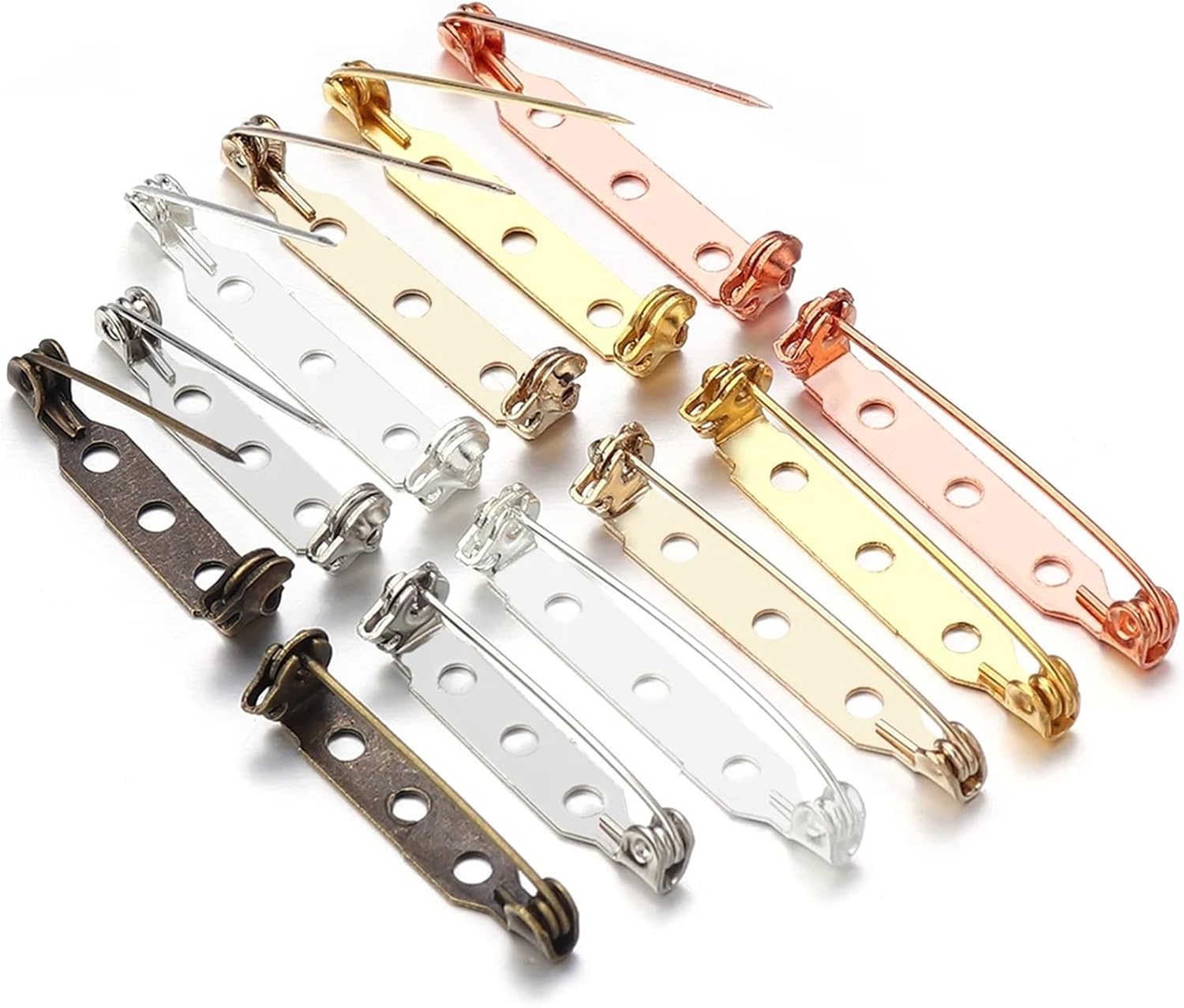 Locking Pin Backs 500pcs Brooch Clip Base Pins Safety Lock Blank Settings Needles for DIY Jewelry Making Findings(Rhodium,35mm 500pcs)