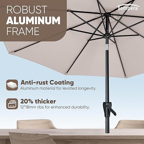 Miniatura 81 de Tempera Patio Market Outdoor Table Umbrella with Push Button Tilt and Crank,Large Sun Umbrella with Sturdy Pole&Fade resistant canopy,Easy to set