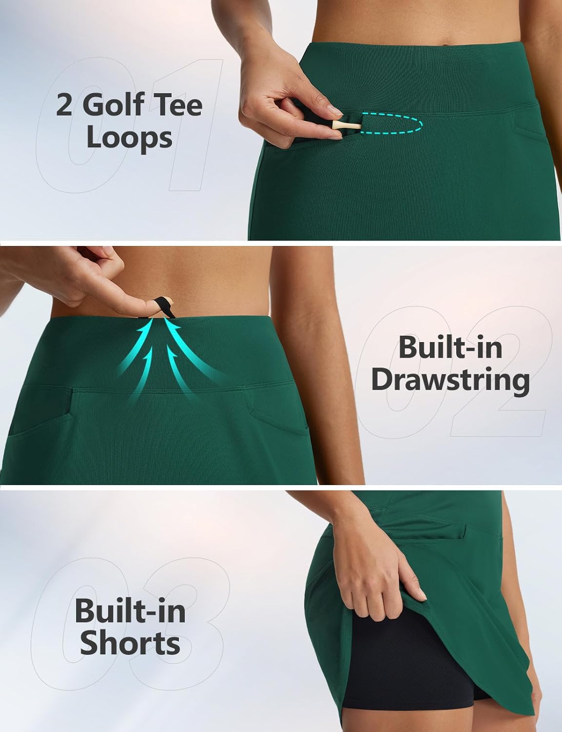 baleaf Women's 17" Golf Skirts 3 Pockets High Waisted Stretchy Tennis Athletic Skorts Workout Running Casual Summer