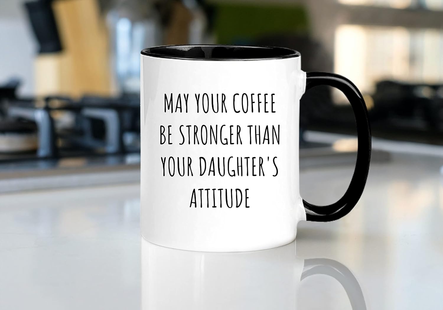 May Your Coffee Be Stronger Than Your Daughter's Attitude, Parent Mug of Girls, Great Mothers Day Fathers Day Gift from Daughter, 11oz Ceramic Coffee Cup/Tea Cup - Image 4