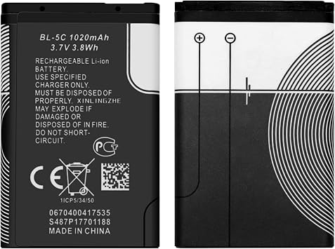 WUHAO 2 Pack BL-5C Rechargeable Battery 1020mAh for Nokia Household Radio with Current Protection Replacement Battery 3.7V