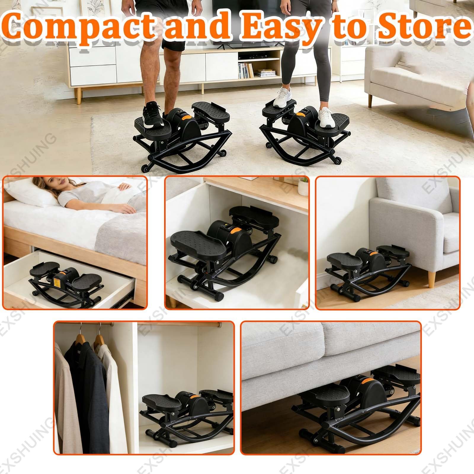 Stepper De Bajo Impacto para El Hogar, Balanceo Lateral Cardio con Movimiento, Pantalla Digital Inteligente Que Registra El Progreso, Peso Máximo 120 Kg (264 LB)