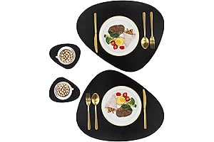 Classy and Elegant Black Placemats Set of 2 for Round Table