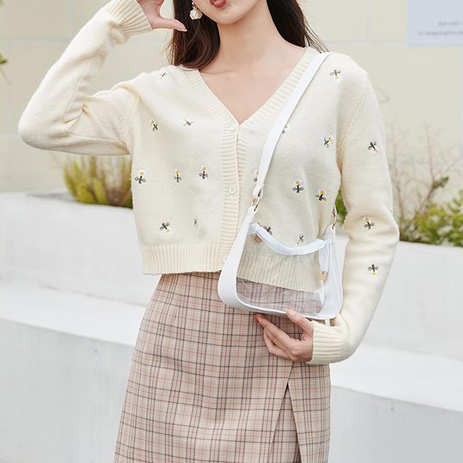 Clear Bag,Clear Handbags for Women - Stylish Transparent Handbag with Adjustable Shoulder Strap for Work Events Lunch