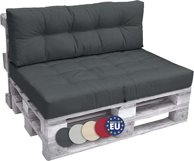 Poduchy na oparcie Beautissu ECO Elements Duże poduszki oparcie na euro palety, ławkę z palet 120 x 40 x 15 cm Szare Ciemnoszare