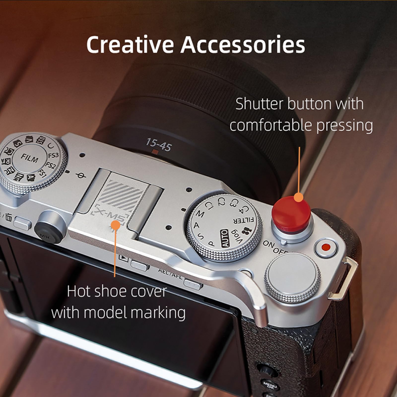 XM5 Metalowy uchwyt na kciuk do aparatu Fujifilm XM5, podpórka pod kciuk antypoślizgowy uchwyt z osłoną przycisku migawki do aparatu Fuji FUJIFILM X-M5, z silikonową podkładką odporną na