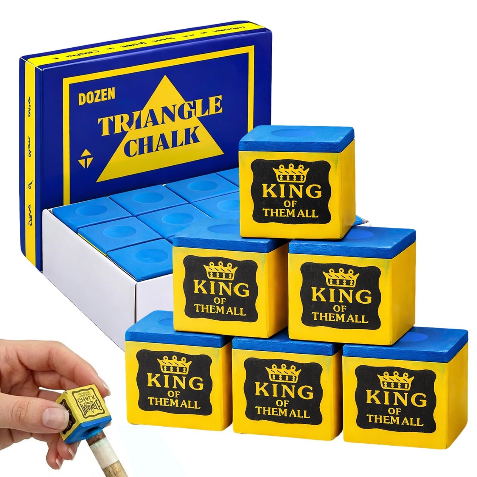 Craie de Billard Bleu Lot de 12, Haute Performance Carbonate de Calcium pour Pool Snooker