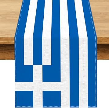 Greek Flag Table Runner Greek Mythology Party Decoration Greece Birthday Dining Room Home Kitchen Table Decor