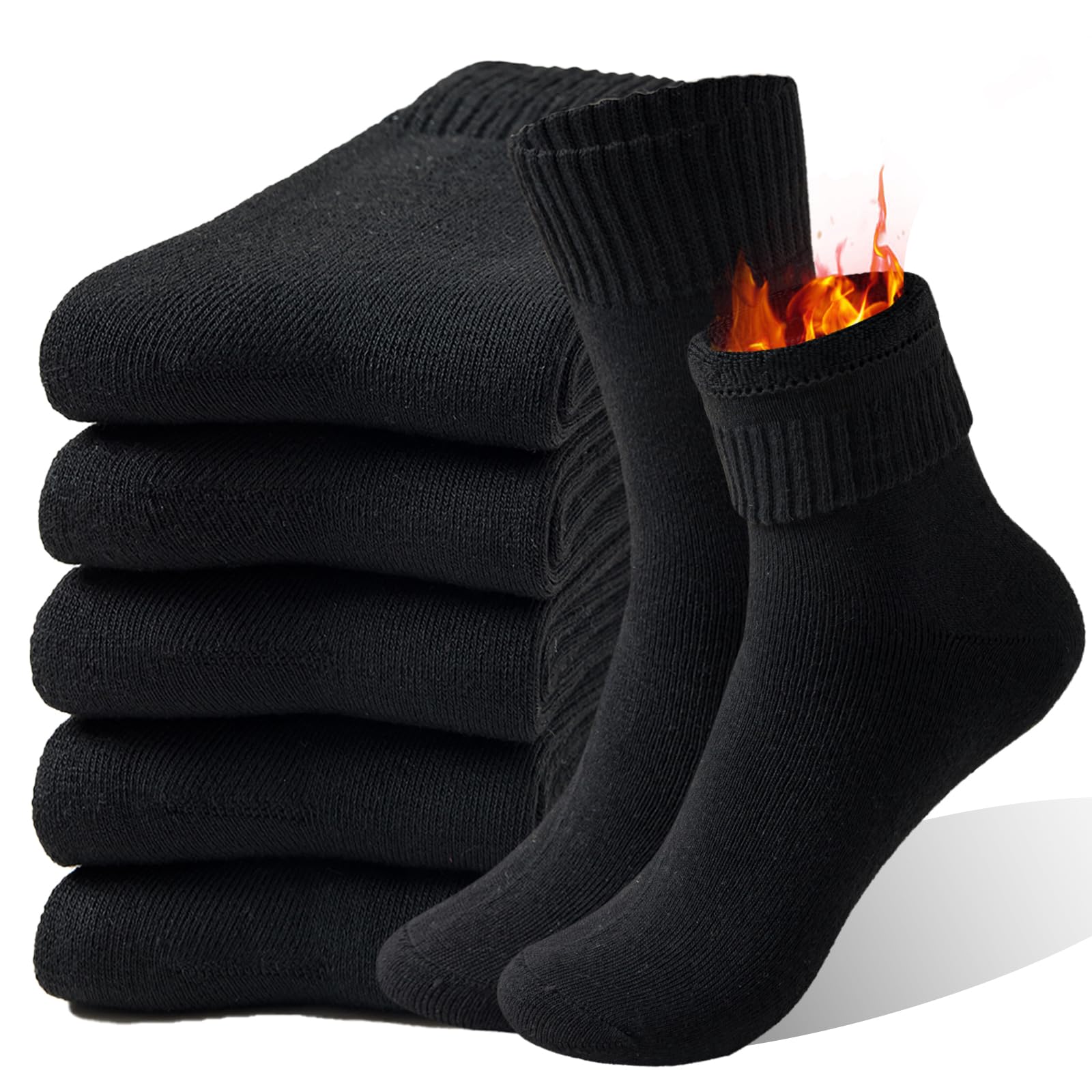 VoJoPi Wool Socks for Women, 5 Pairs Warm Winter Cozy Thermal Boot Socks, Christmas Stocking Stuffers Gifts, Size 5-10