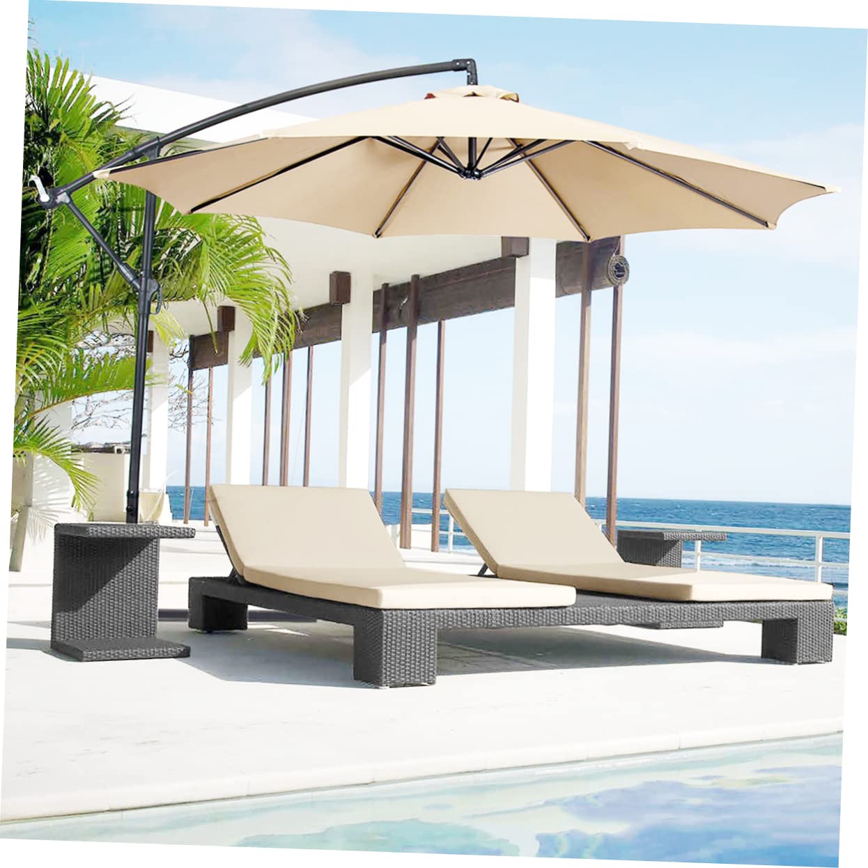 TOYANDONA Ombrellone da Giardino 3 Metri in Poliestere Beige Protezione UV
