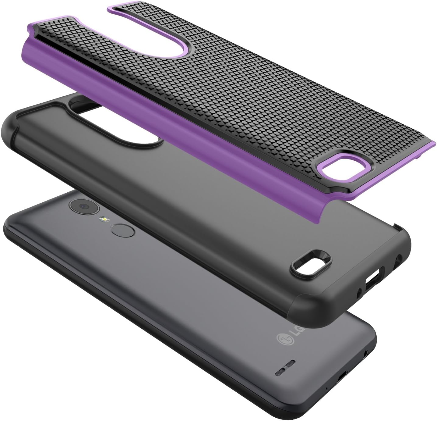 Tekcoo Case for LG Aristo 2 / LG Phoenix 4 / LG Tribute Dynasty/Empire/Aristo 3/K8 2018/Fortune 2/Zone 4, [Tmajor] Shock Absorbing [Purple] Rubber Silicone Plastic Scratch Resistant Sturdy Cover
