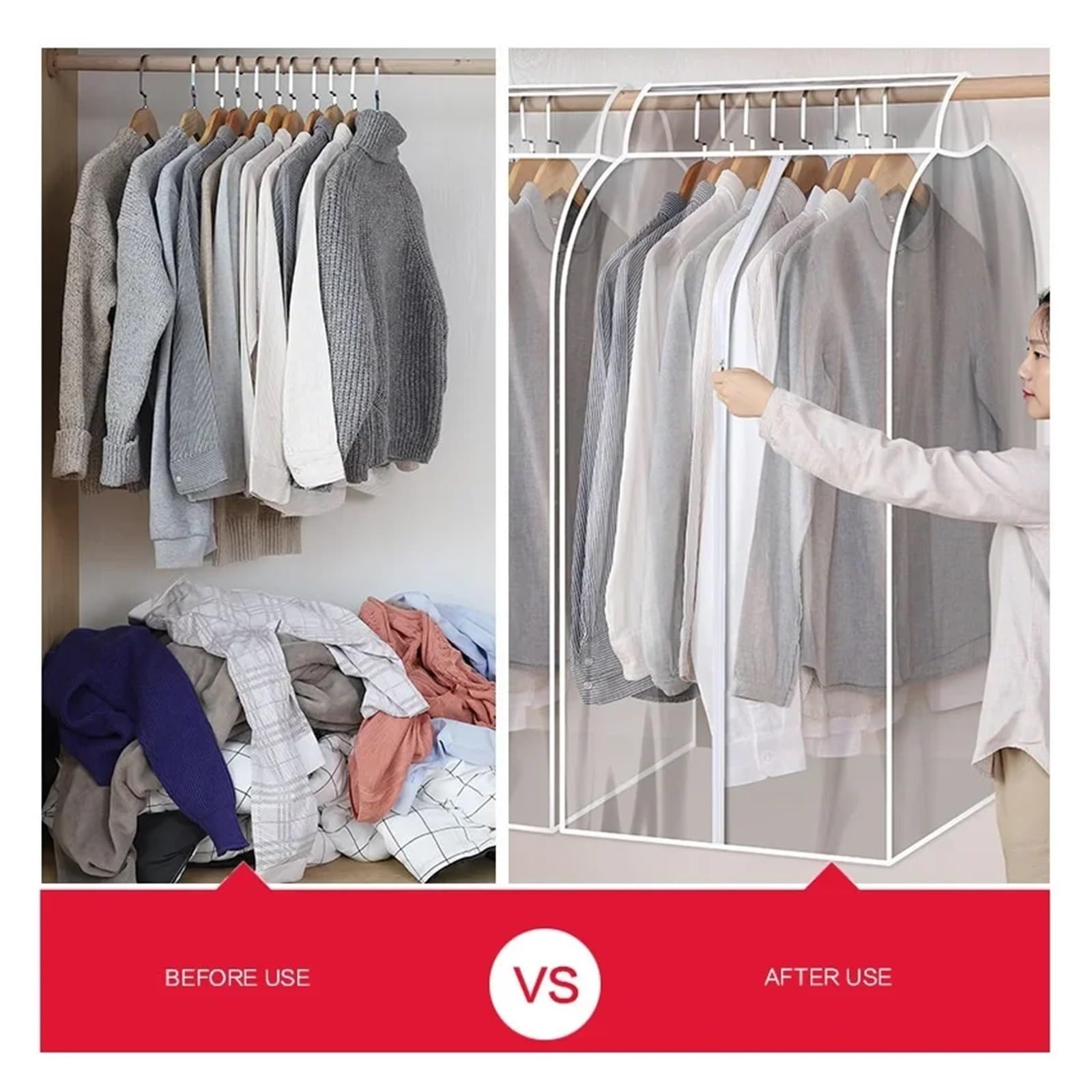 fundas para ropa Dust-proof Wardrobe Hanging Cover For Clothes Waterproof Widen Garment Bag Dust Moisture-Proof Organizer(F-50x100x90cm)