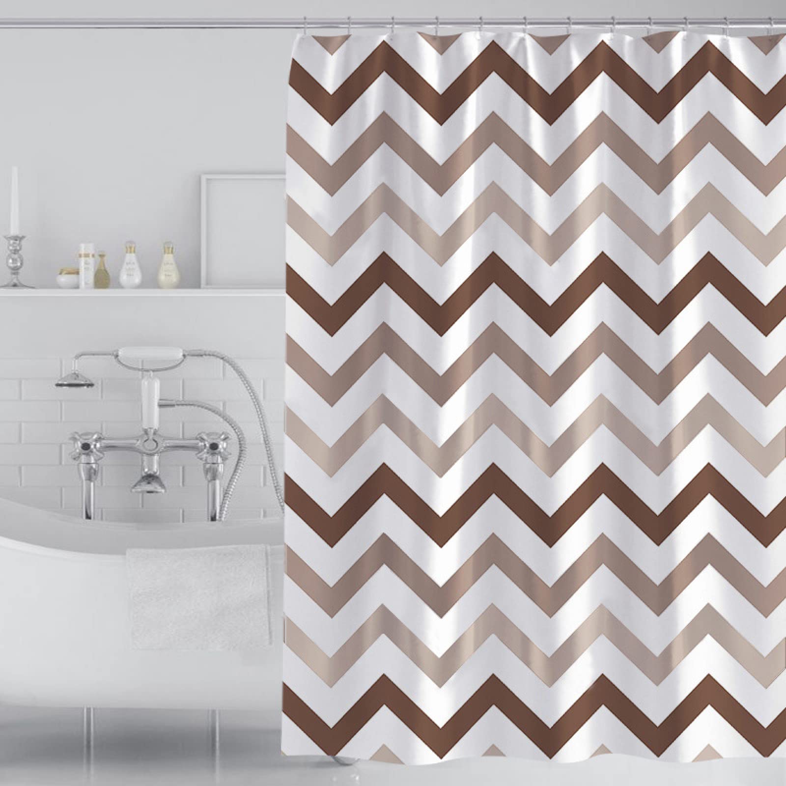 Rideau de douche feuilles géométriques pour une salle de bain moderne