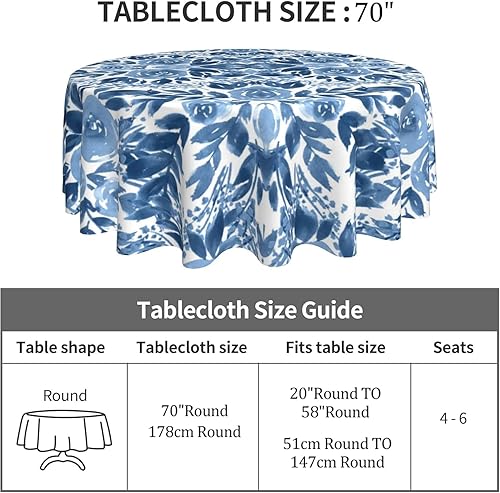 Miniatura 249 de Mantel redondo bohemio de 60 pulgadas, mantel circular bohemio, resistente a las manchas, repelente al agua y sin arrugas, coloridos manteles Mantel