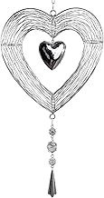 formano XXL Decorative Window Hanger Garland Heart 25 cm Metal Mobile Silver