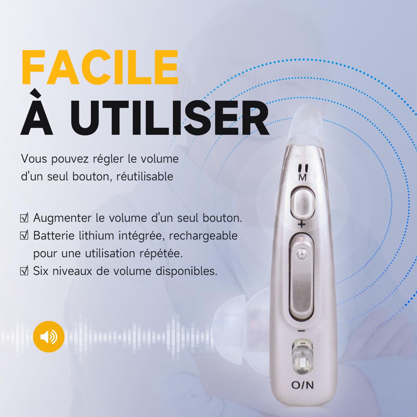 Appareil Rechargeable, Longue durée de Vie, qualité sonore Haute définition, Fonction de réduction du Bruit (A313-bleu) (Argent)