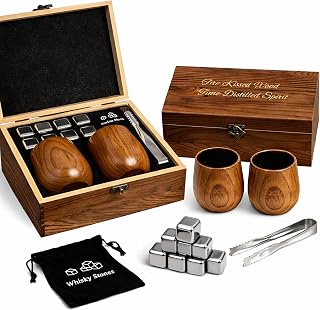 Charred Wooden Bourbon Drinking Glass, Handcrafted 11oz Whiskey Tumblers, Rustic Old Fashioned Glasses, Unique Bourbon Gifts for Men, Dad, Husband (2 Pack)