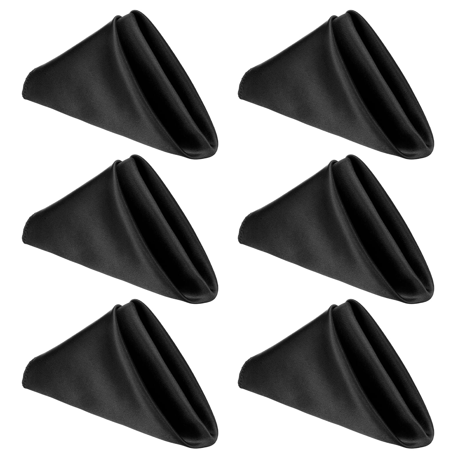 Servilletas de satén negro cuadradas de 17 pulgadas de poliéster para decoración de mesas