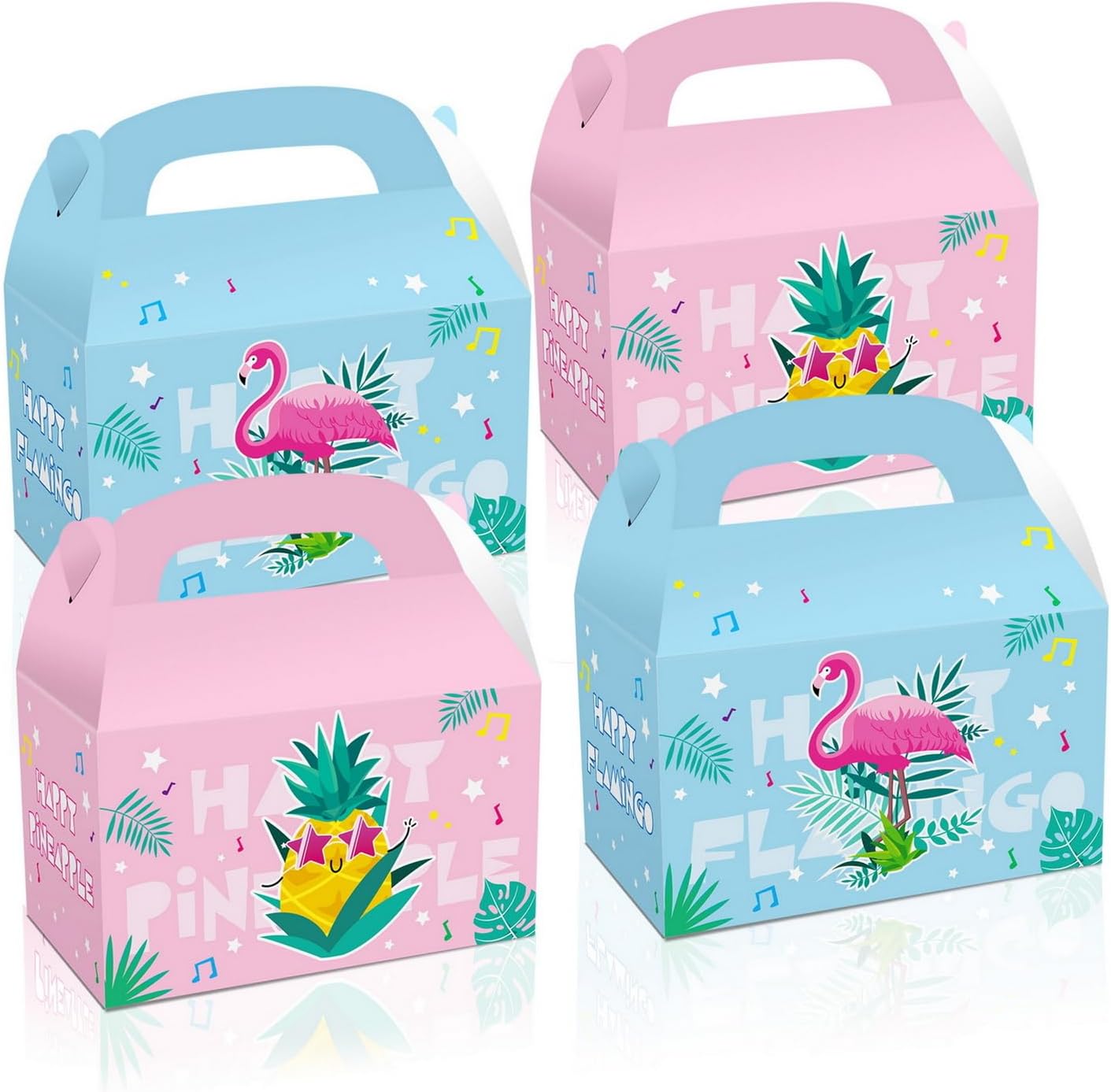 Hawaii Theme Party Paper Gift Boxes, Pineapple Paper Gift Boxes, Pineapple Candy Treat Boxes for Kids, Flamingo Pineapple Candy Party Gift Boxes, Hawaii Tropical Shower Gift Boxes
