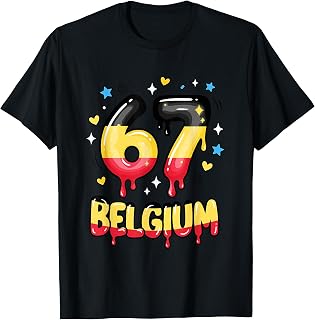 67 Belgium Six Seven Gen Alpha Meme Sports Graffiti Drip T-Shirt