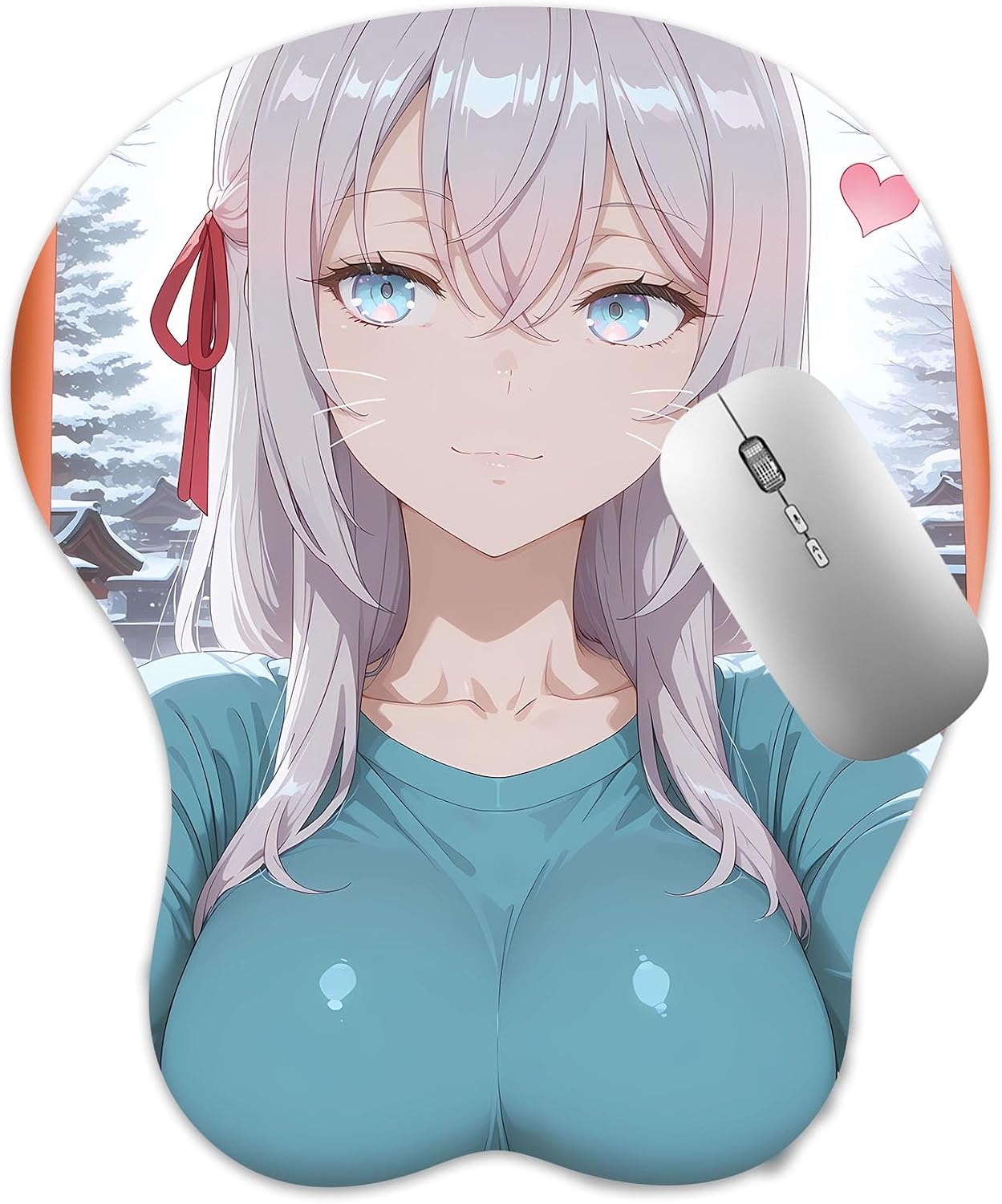 3D Mouse Pad, Oppai Mousepad with Soft Gel Wrist Rest Anime Manga Gaming Boob pad Anti-Slip Mouse Mat, Alya