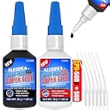 Medium-Thick (500cps) CA Glue, Clear (1oz) and Black (1oz) Cyanoacrylate Super Glue Wood, Glass, Metal, Paper, Leather, Plastic, Ceramic, Rubber, Jewelry, Woodworking, Hobby Models