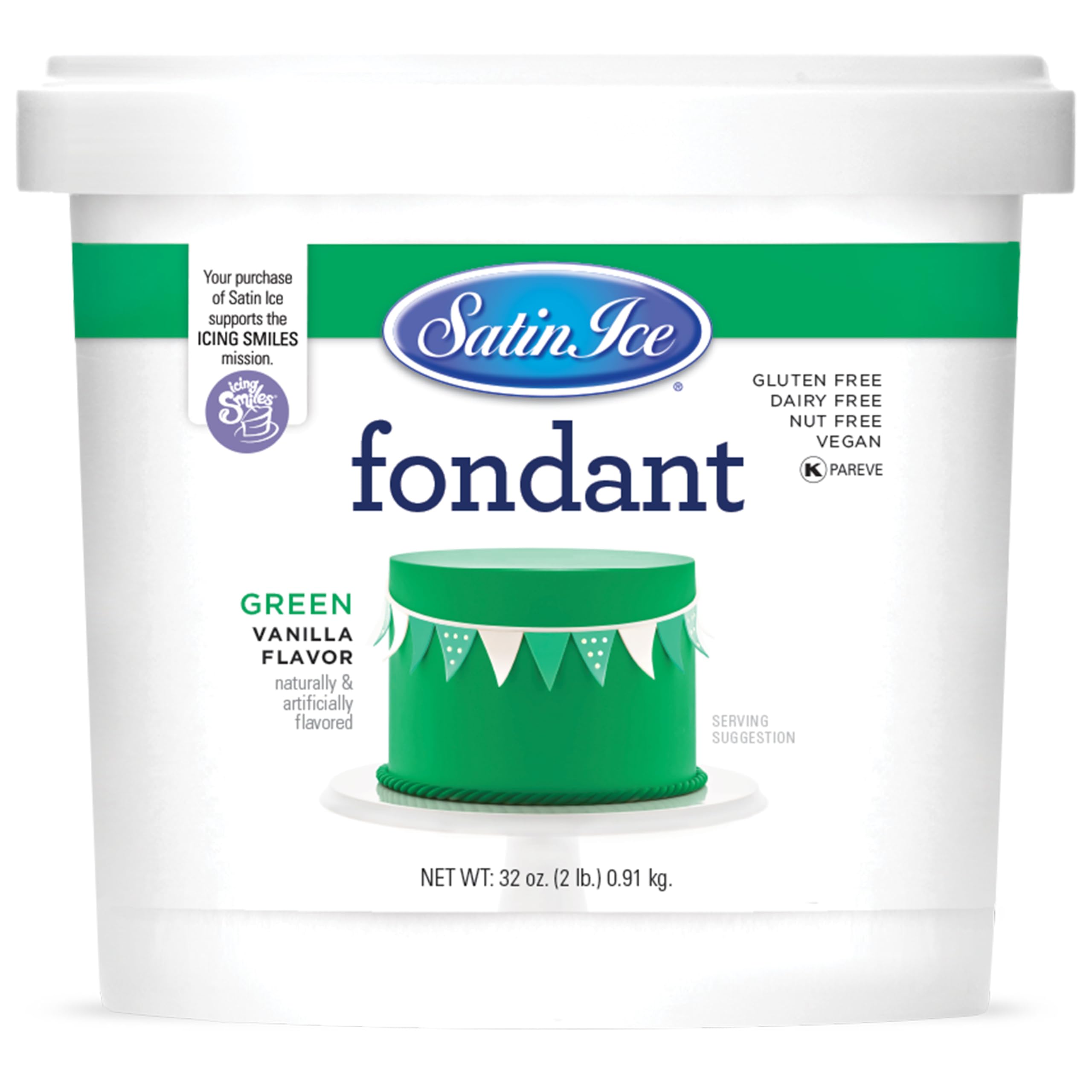 Satin Ice Fondant for Cake Decorating, Green (2 Pound)