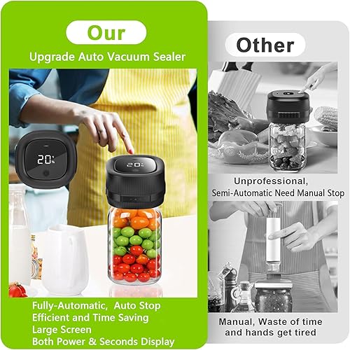 Miniatura 2 de Sellador al vacío eléctrico para tarros de masón, sellador al vacío automático para tarros con tapas de boca ancha y regular, tarros de conservas 3