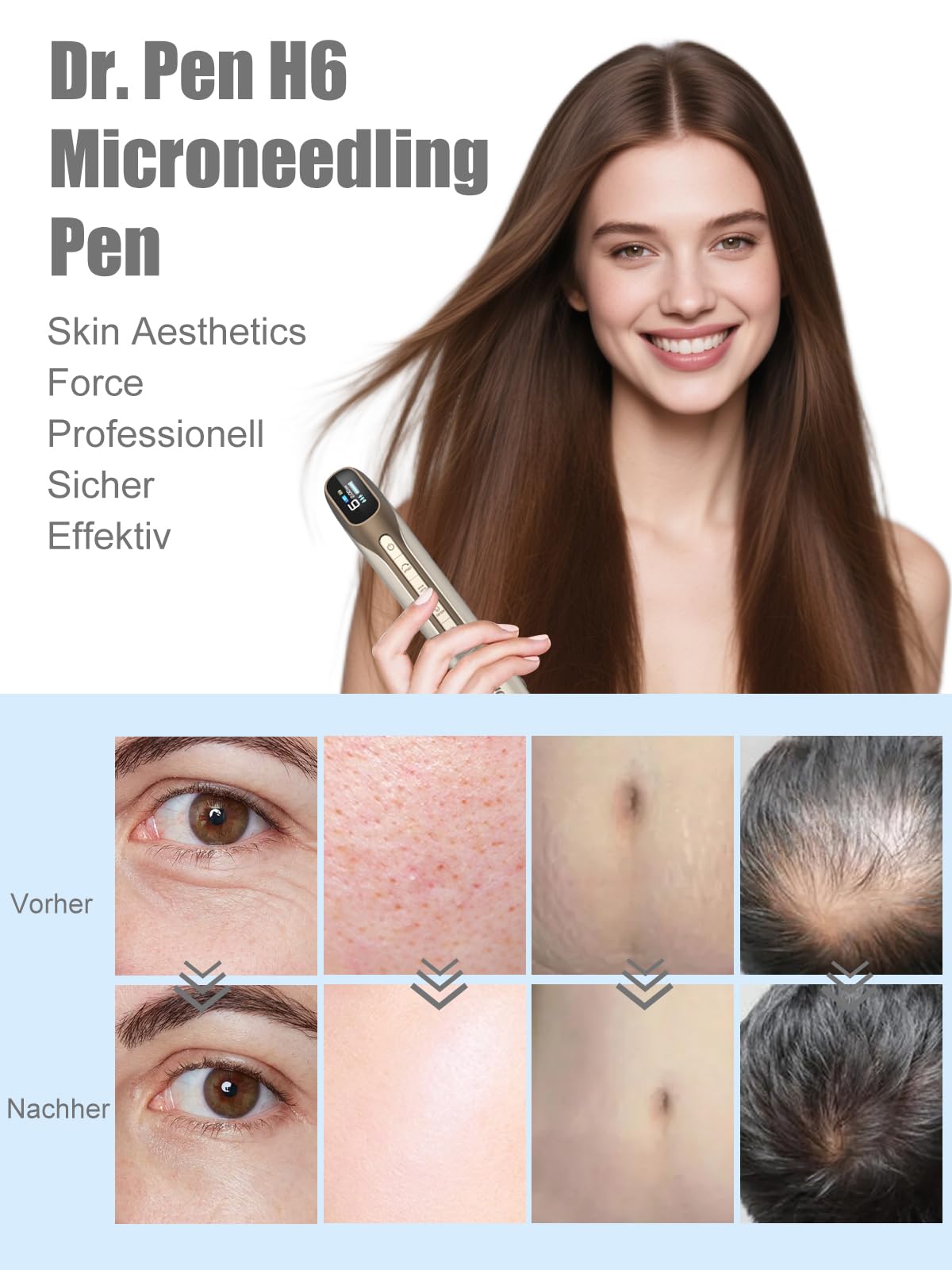 10 Stück 18 Pins dr pen H6 Microneedling Cartridges, entwickelt für Mikronadelstift dr pen H6, verwendet für Aknenarben, vertiefte Narben und Schwangerschaftsstreifen