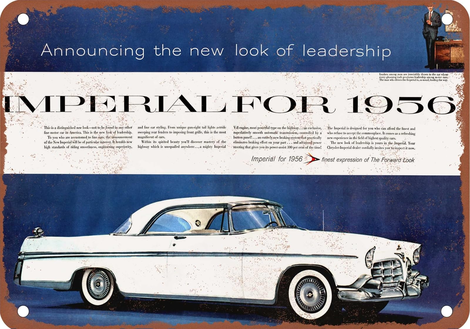 METAL SIGN - 1956 Imperial Vintage Ad 01 - Old Retro Rusty Look home decor