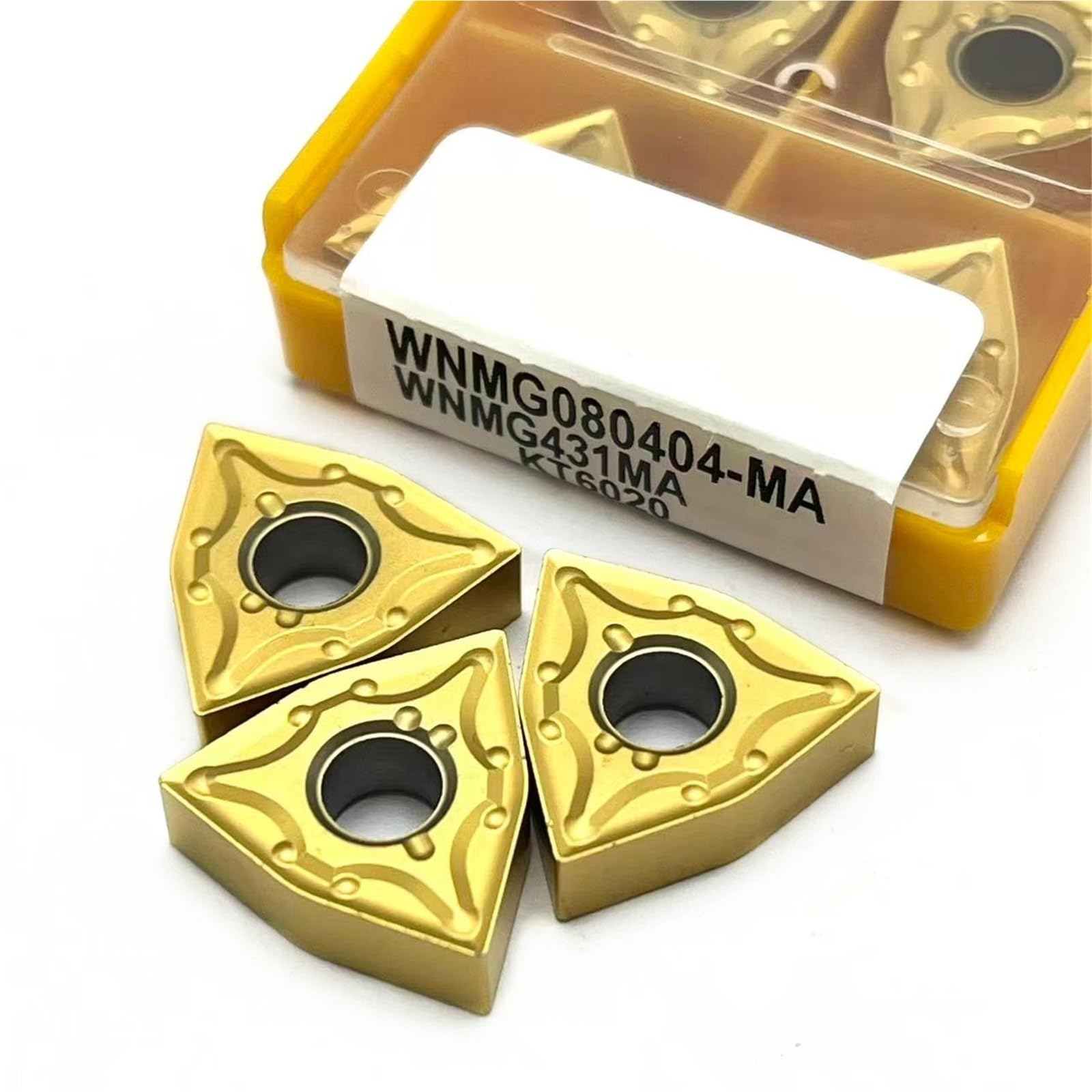 10PCS Hartmetall Einsätze Externe Drehen Werkzeug Metall Drehmaschine Werkzeuge CNC Schneiden(WNMG080404 MA KT6020)
