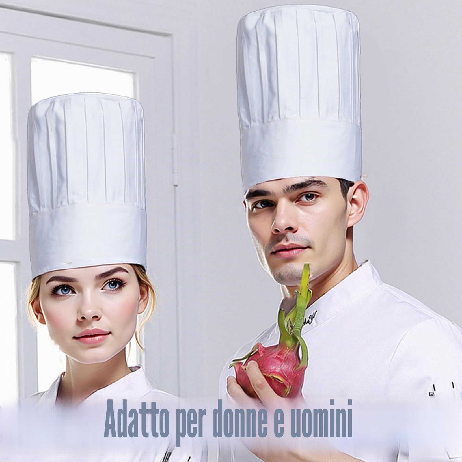 VPB Cappello Da Chef Unisex Regolabile Per Barbecue Cucina Ristorante Feste Da Forno Casa Scolastico Bianco