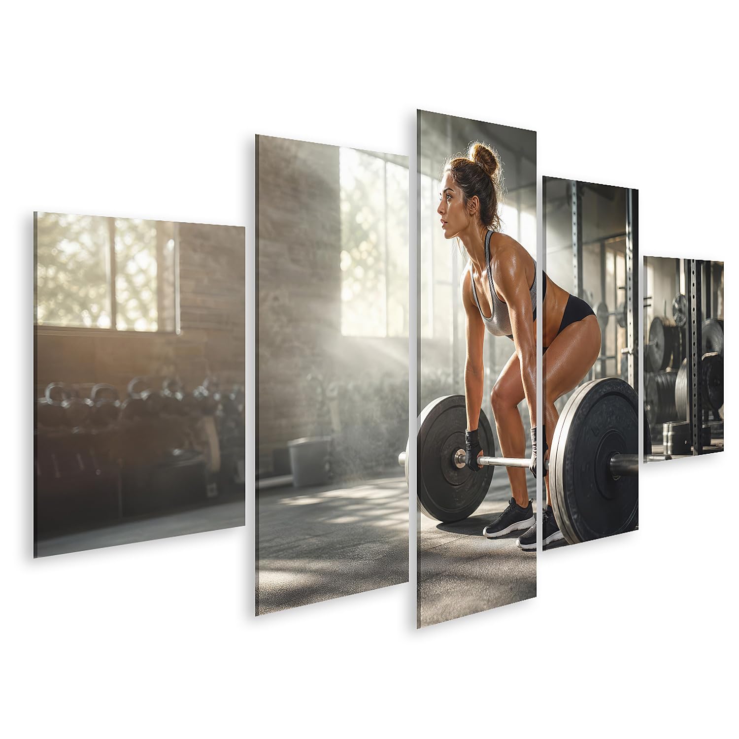 islandburner Quadro su tela, motivo: fitness motivazionale per la palestra in casa, perfetto per gli appassionati di sport, 5 pezzi