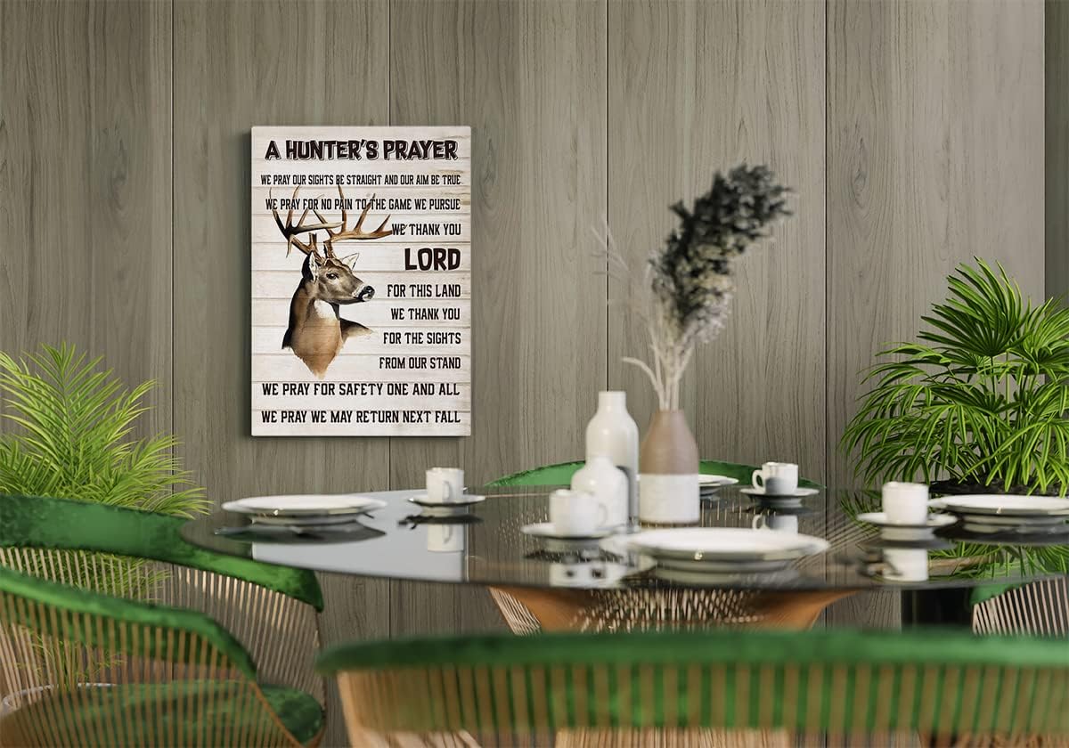 BXFAHZJ A Hunter's Prayer Deer Wall Art Canvas Inspirational Quotes Farmhouse Vintage Hunting Themed 11x14 Inch Prints Decor For Home Bedroom Living Room Bar Club,Gifts for Hunters