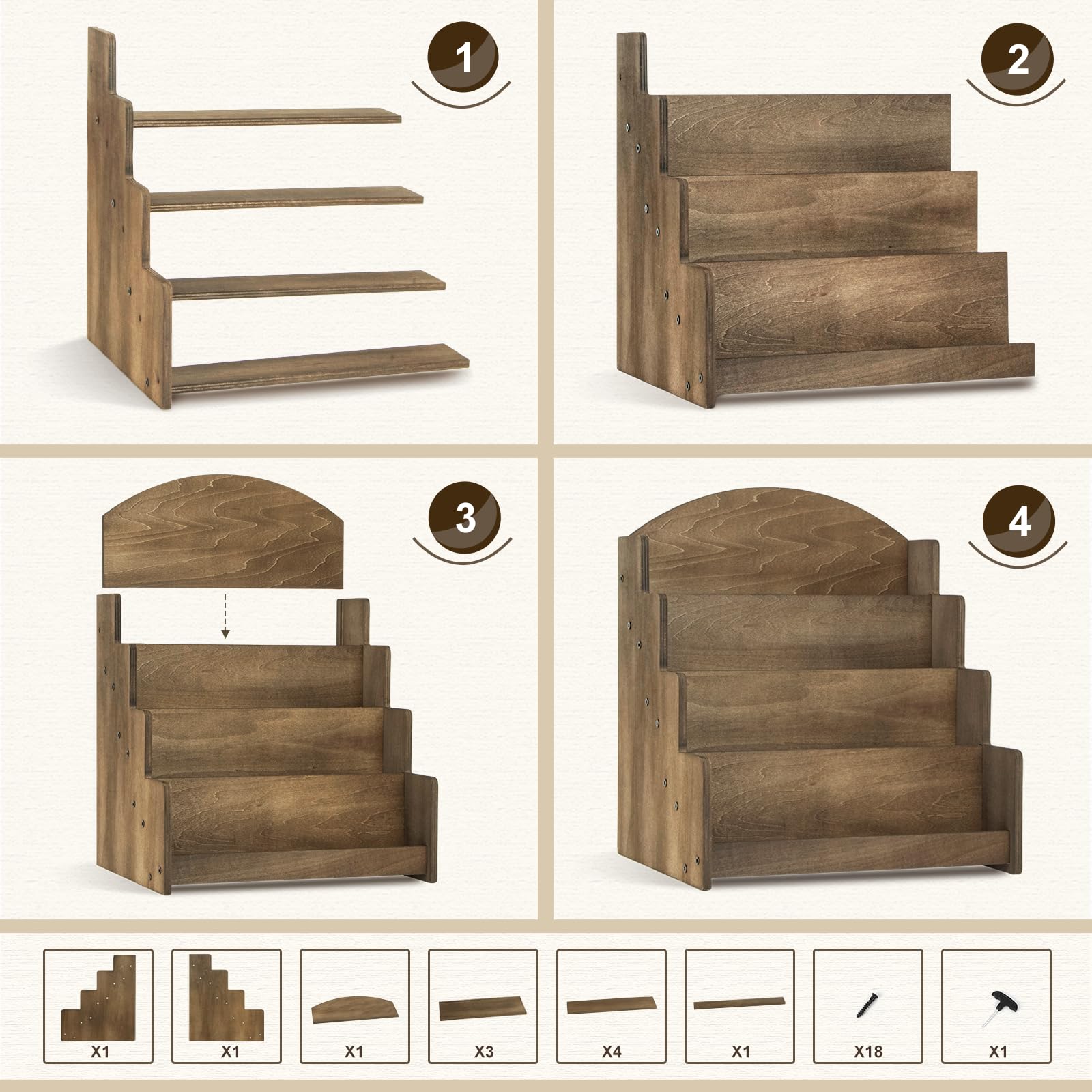 Expositor de postales de madera marrón para tiendas minoristas