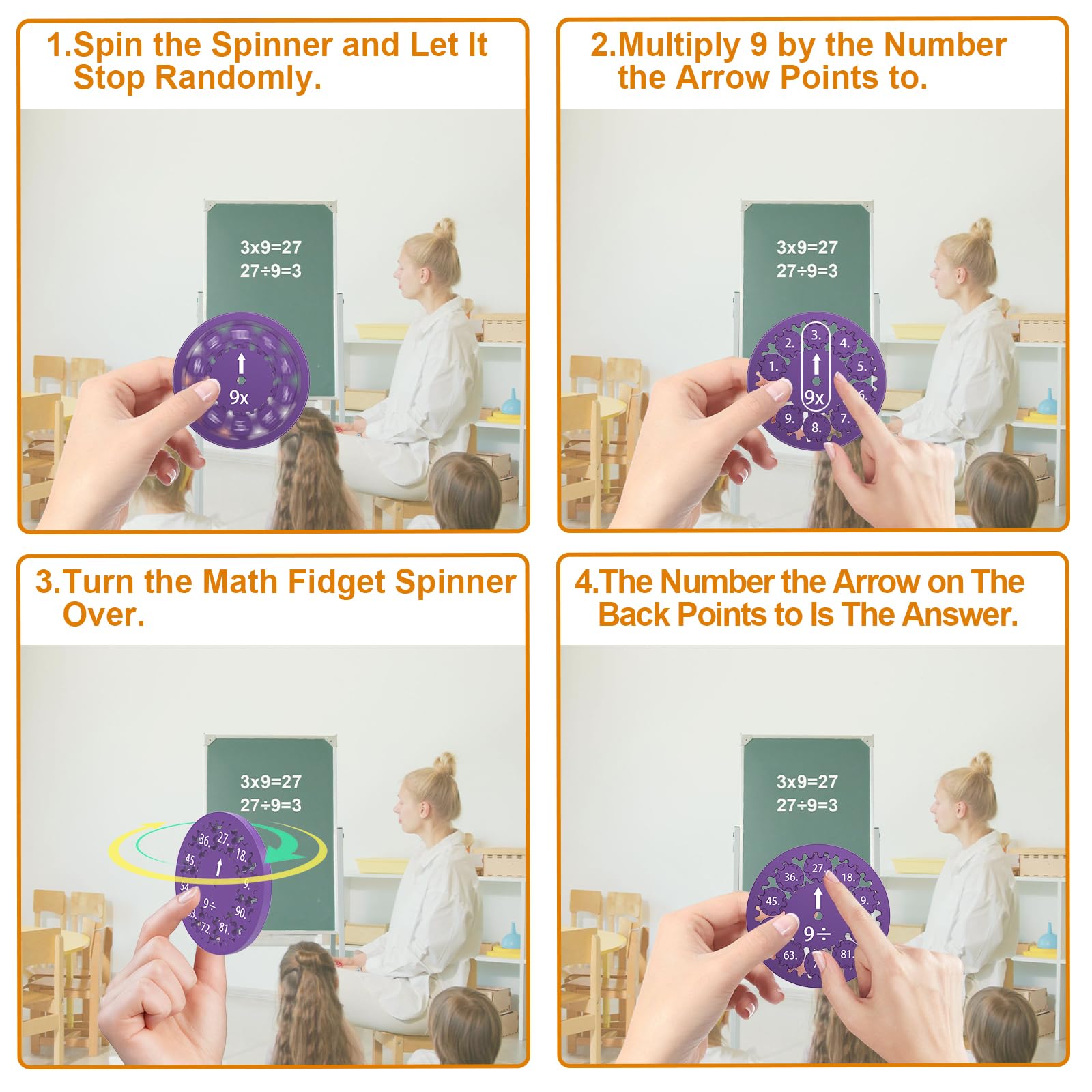 18 Pezzi Fidget Spinner Matematica, Giocattoli Fidget per Bambini, Giocattolo Educativo per Bambini sui Fatti Matematica, Fidget Spinner (Addizione, Sottrazione, Moltiplicazione e Divisione)