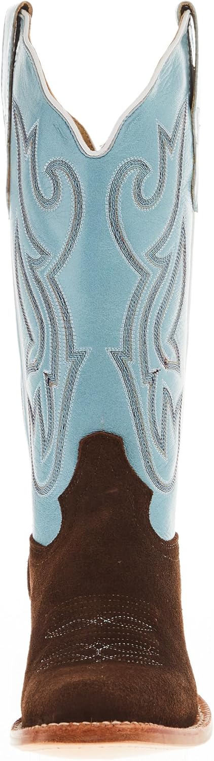 Women's Chocolate Rough Out 13 In Sky Blue Top Cowgirl Boot