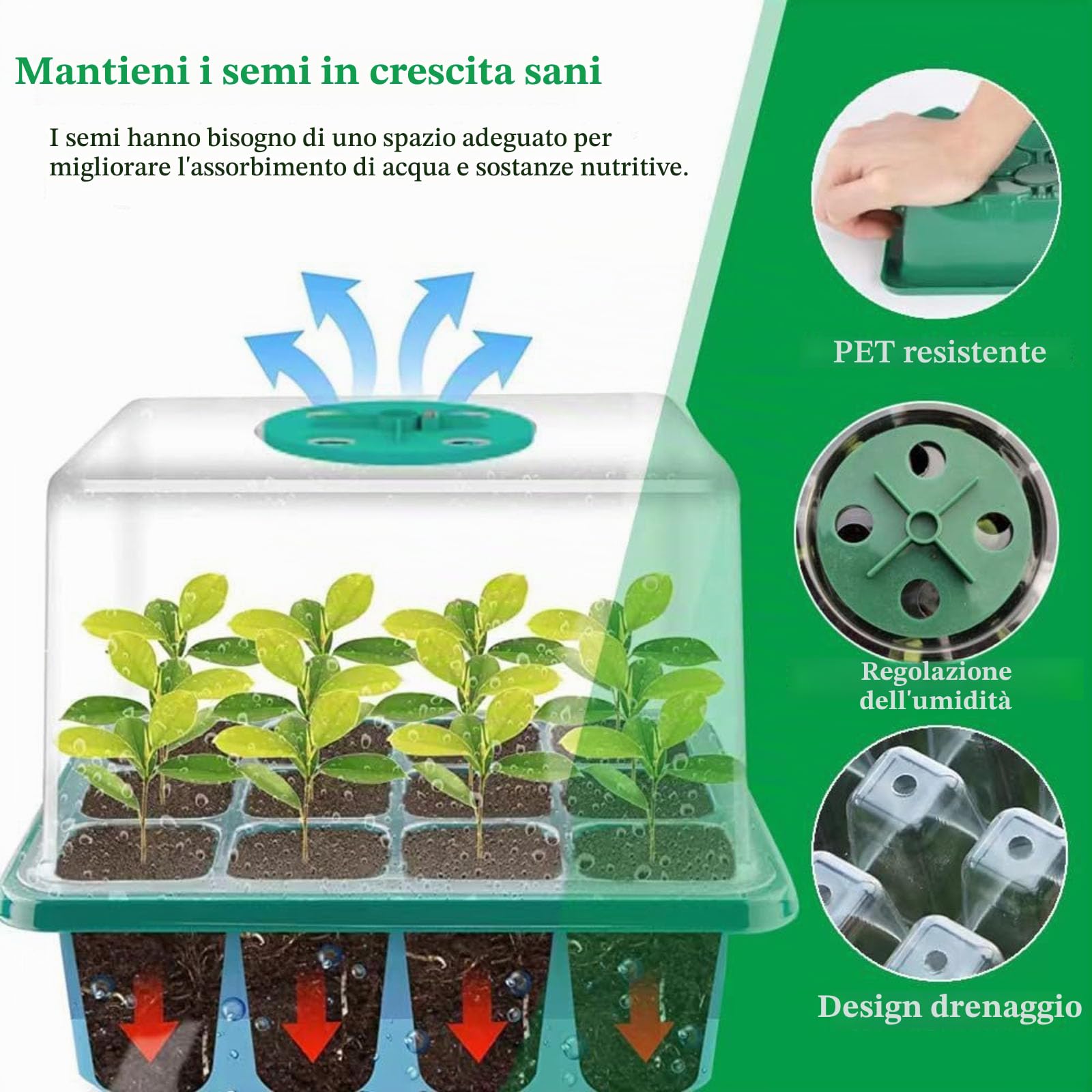 XVZ Vassoio Germinazione con Luce di Coltivazione, 6 Pezzi Vassoi per Semi Luminosità Regolabile e Regolatore di Temporizzazione per una crescita e un'umidità ottimali