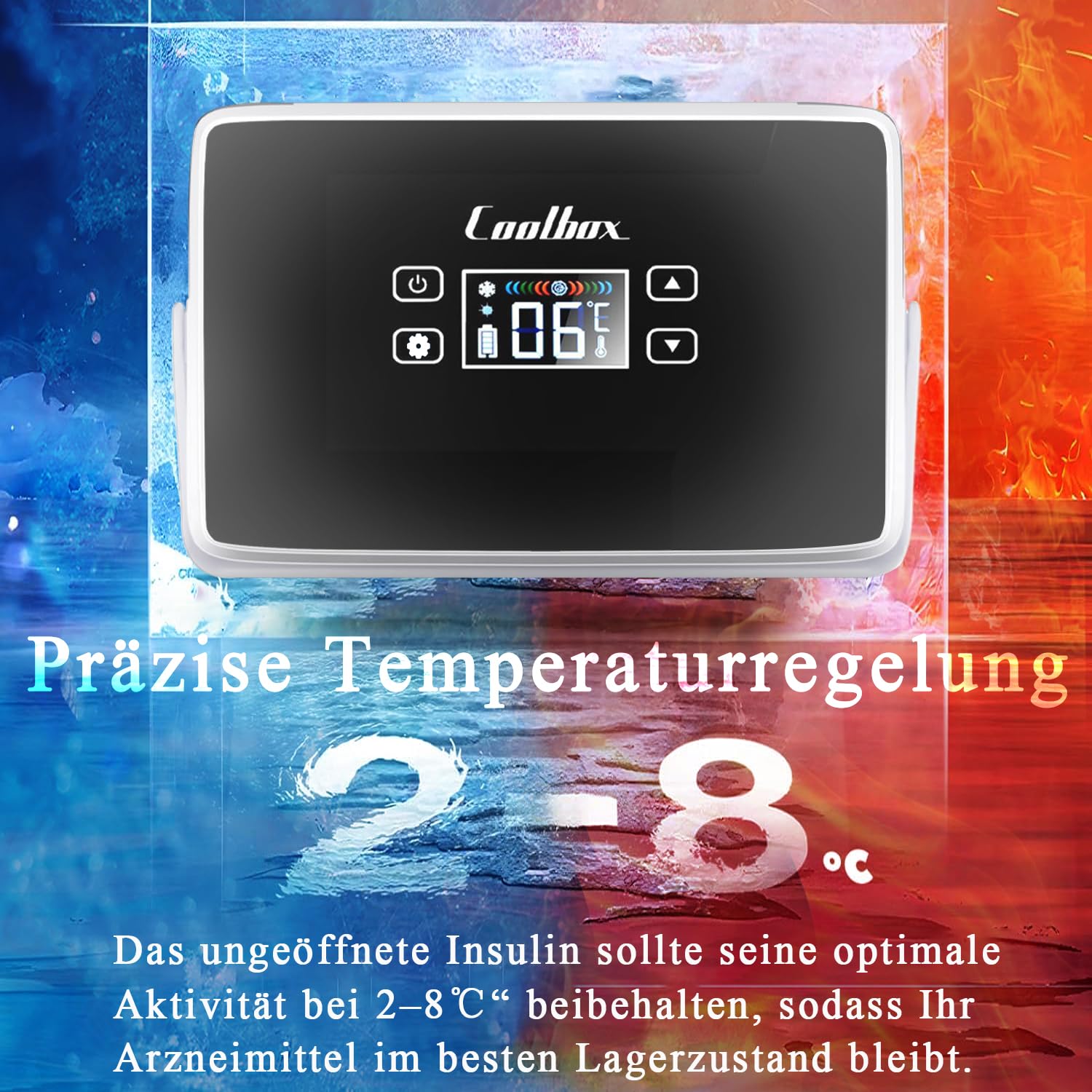 Medikamente Kühlschrank, Insulin Kühlbox Tragbare mit 3 Batterien,Mini Intelligente Elektrische Thermostat Kühler Große Kältetechnik Raum für Auto, Reisen, Zuhause Medizinische Kühltasche