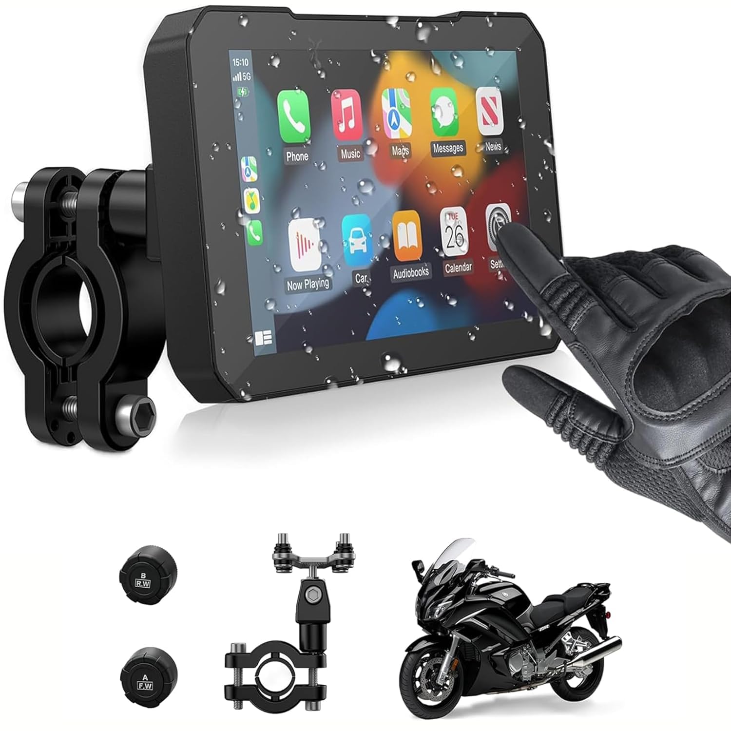 C3 Plus Motorcycle Carplay, 5-inch HD Touchscreen, GPS Navigation System with Apple CarPlay & Android Auto, IP67 Waterproof, Support Siri(for CarPlay only), Real-Time TPMS-image-17