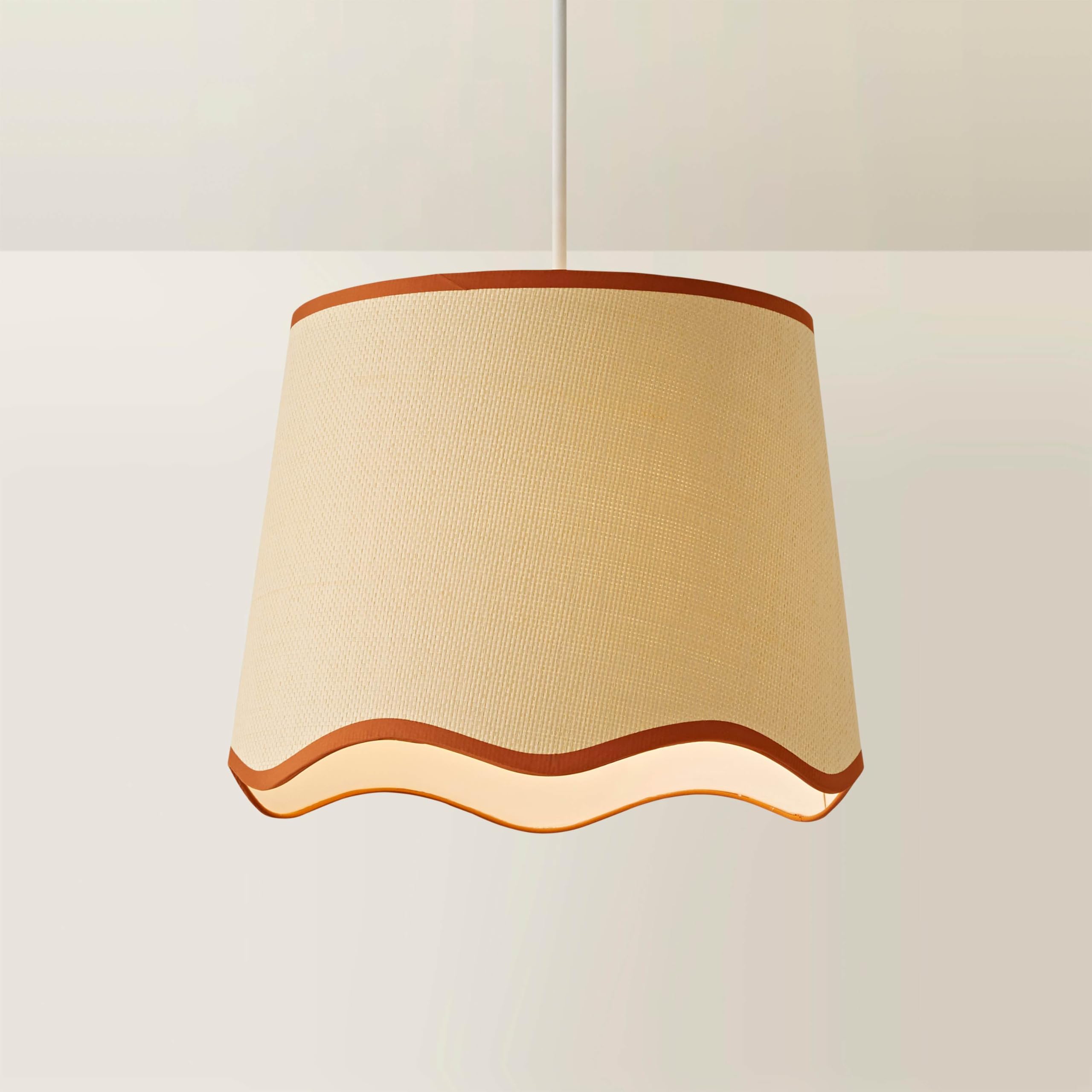 Valuelights Unisex Burnt Orange Dutton Natural Fabric Scallop Edge Ceiling Floor Table Large Lamp Shade In