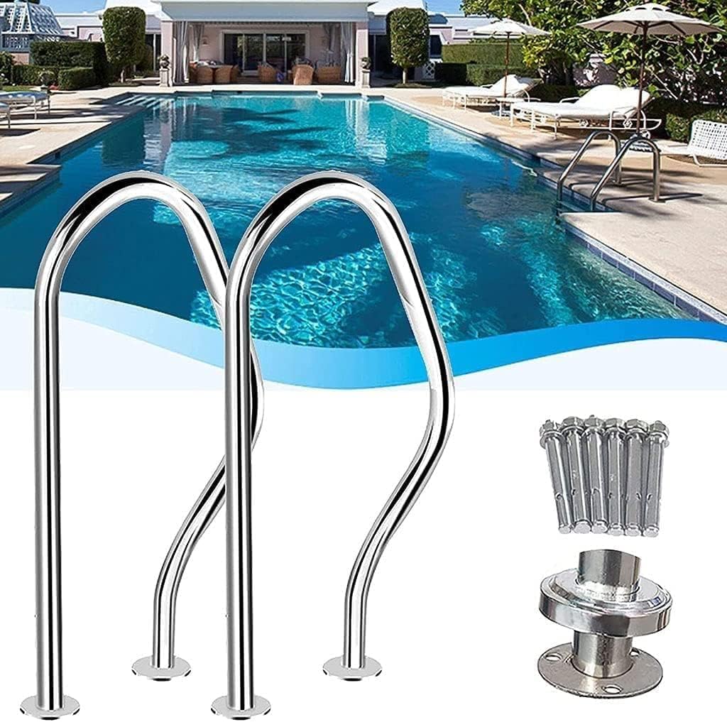 Pool il Handle Grab Rails Swimming Pool Rail Pool Railing Swimming Pool Stair Rail,Swimming Pool Stair Rail W/Base Plate,Easy Mount Hand Grab Rail