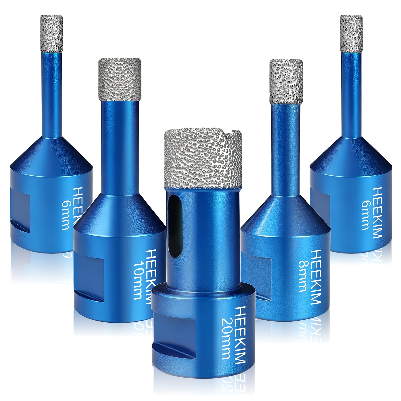 Lot de 5 Forets Diamant 6mm M14 pour Carrelage, Granit, Marbre (6 mm + 6 mm + 8 mm + 10 mm + 20 mm)